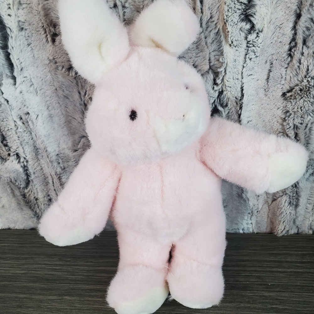 Vintage Commonwealth 14" Baby Pink Plush Easter Bunny Rabbit ‎ Stuffed Animal